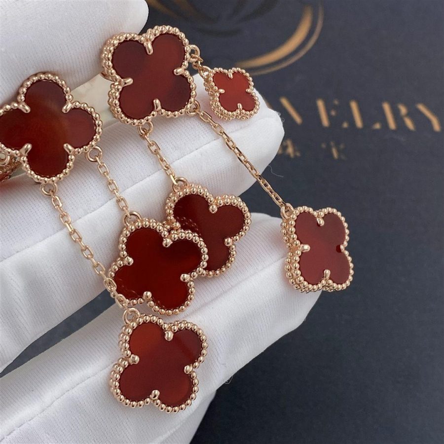 [Eternal Jewelry]CLOVER EARRINGS CARNELIAN 4 MOTIFS PINK GOLD