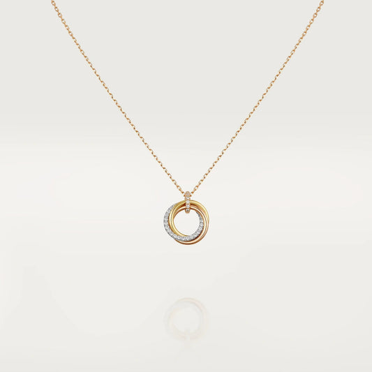 [Eternal Jewelry]TRINITY NECKLACE SILVER GOLD PINK GOLD DIAMONDS