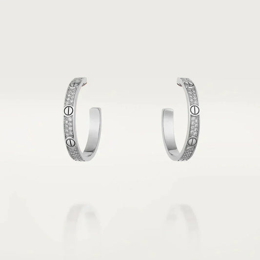 [Eternal Jewelry]LOVE DIAMOND SILVER HOOP EARRINGS