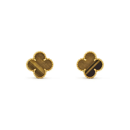 [Eternal Jewelry]CLOVER MEDIUM 1 MOTIFS TIGER EYE EARRINGS