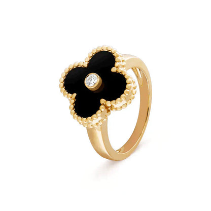 [Eternal Jewelry]CLOVER ONYX RING GOLD DIAMOND