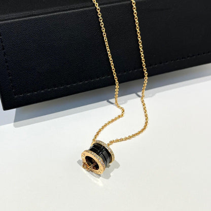 [Eternal Jewelry]ZERO 1 BLACK CERAMIC DIAMOND PINK GOLD NECKLACE